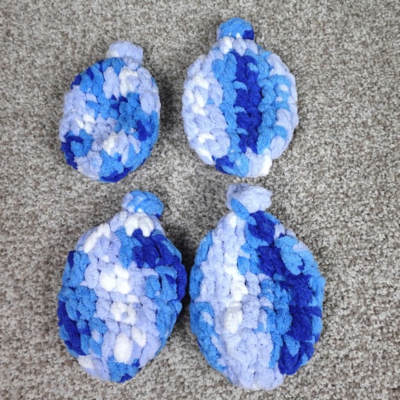 Handmade Other - Handmade Crochet Reusable Water Balloons Set of 4 Blue White Variegated Yarn